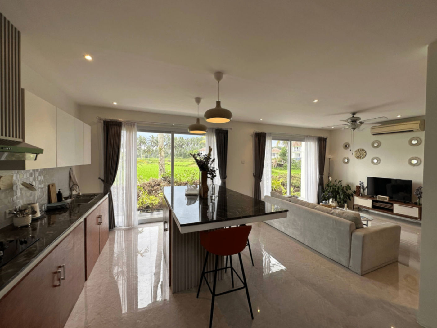 Modern Bright Villa with Rice Field View